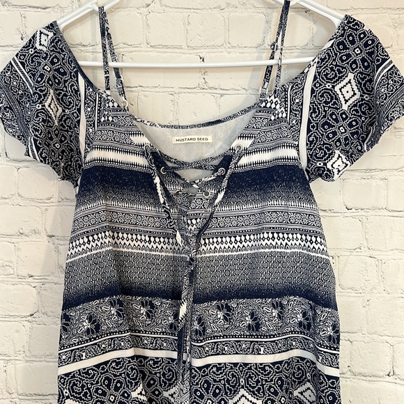 2/$15 Mustard Seed romper with overlay and tie front - Picture 2 of 8